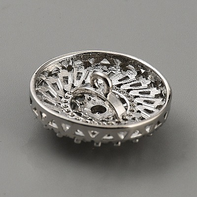 Brass with Cubic Zirconia Shank Buttons BUTT-WH0029-30-1