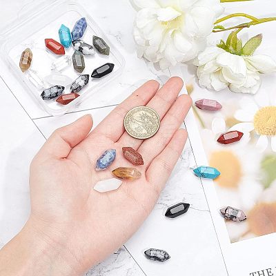 N24Pcs 12 Style Faceted No Hole Natural & Synthetic Gemstone for Wire Wrapped Pendants Making G-NB0003-01-1