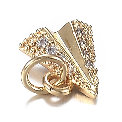 Brass Micro Clear Cubic Zirconia Charms ZIRC-F120-048G-1