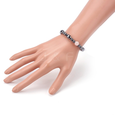 Non-magnetic Synthetic Hematite Beads Stretch Bracelets BJEW-JB05925-1