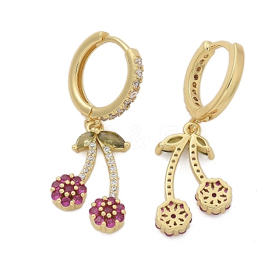Brass Cubic Zirconia Hoop Earrings EJEW-R016-16G-1