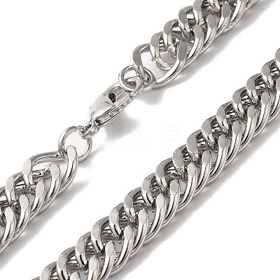 Iron Cuban Link Chain Necklaces for Women Men NJEW-A028-01B-P-1