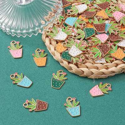 60Pcs 6 Colors Alloy Enamel Pendants ENAM-CJ0004-62-1