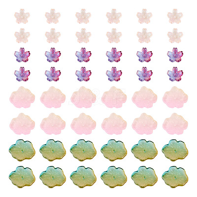 100Pcs 4 Styles Baking Paint Transparent Glass Bead Caps DGLA-TA0001-48-1