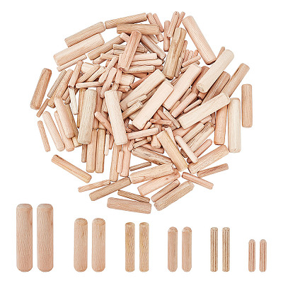480Pcs 6 Styles Wood Grooved Dowel Pins AJEW-NB0005-87-1