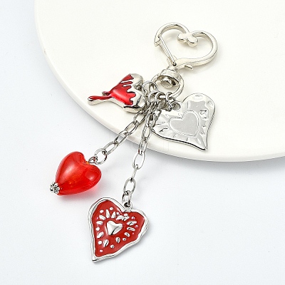 Glass & 304 Stainless Steel & Alloy Enamel Pendant Decorations HJEW-YW00450-01-1