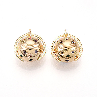 Brass Micro Pave Cubic Zirconia Pendants ZIRC-T016-15-1