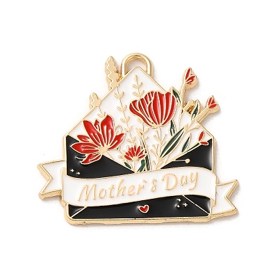 Mother's Day Alloy Enamel Pendants ENAM-R147-08E-G-1
