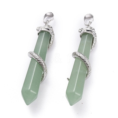 Natural Green Aventurine Big Pointed Pendants G-F696-B05-1
