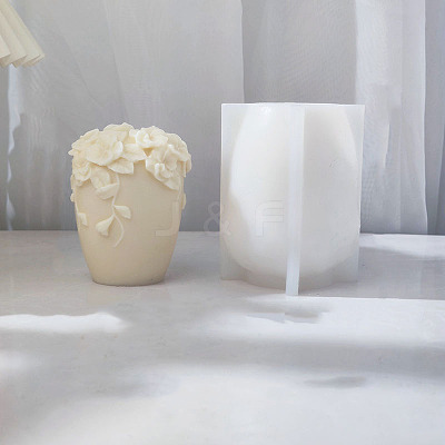 DIY Jar with Flower Shape Silicone Candle Molds CAND-PW0014-11B-1