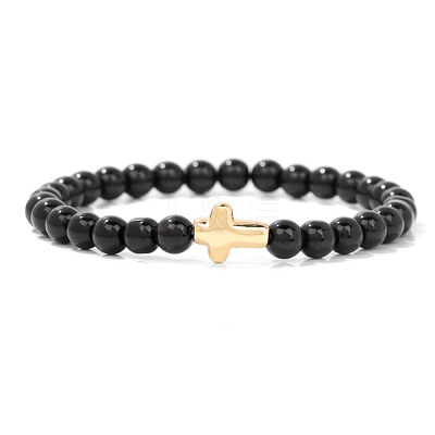 Natural Obsidian Beads Stretch Bracelets PW-WG5C559-04-1