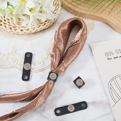 6Pcs PU Leather with Alloy Scarf Clips FIND-CL0001-84B-1