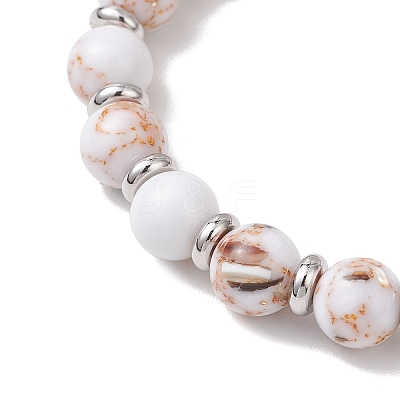 Sea Shell & Synthetic Turquoise Assembled Beads Stretch Bracelets for Men Women BJEW-JB12125-02-1
