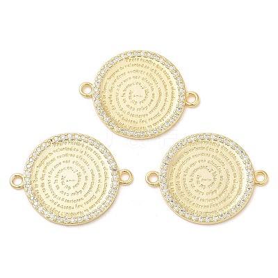 Rack Plating Brass Micro Pave Clear Cubic Zirconia Connector Charms KK-K332-17G-1
