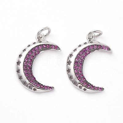 Brass Micro Pave Medium Violet Red Cubic Zirconia Pendants KK-I658-32B-P-1