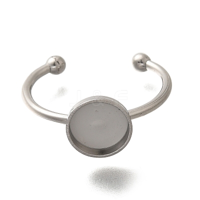 304 Stainless Steel Open Cuff Ring Components STAS-M057-01C-P-1