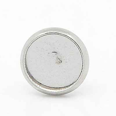 Tarnish Resistant 304 Stainless Steel Flat Round Stud Earring Settings STAS-I017-04-1