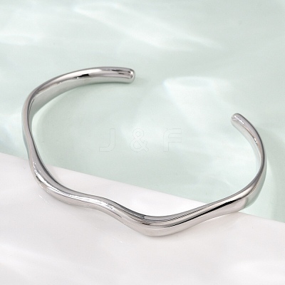 304 Stainless Steel Open Cuff  Bangles for Women BJEW-R019-03P-01-1