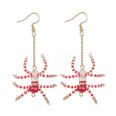 Halloween Spider Dangle Earrings EJEW-MZ00098-1