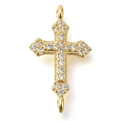 Brass Pave Clear Cubic Zirconia Connector Charms KK-M101-02D-G02-1