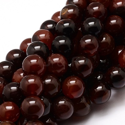 Dyed Natural Agate Round Beads Strands G-E321B-12mm-02-1