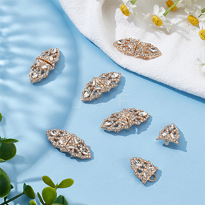 6Pcs Zinc Alloy Rhinestone Snap Lock Clasps FIND-FG0003-46A-1