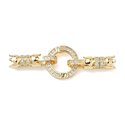 Ring Brass Micro Pave Clear Cubic Zirconia Fold Over Clasps KK-Z143-12G-1