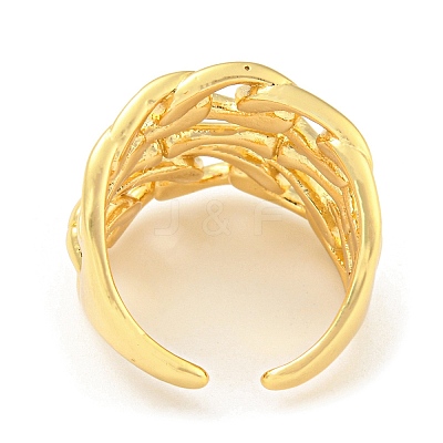 Rack Plating Brass Hollow Curb Chains Open Cuff Rings RJEW-Q784-04G-1