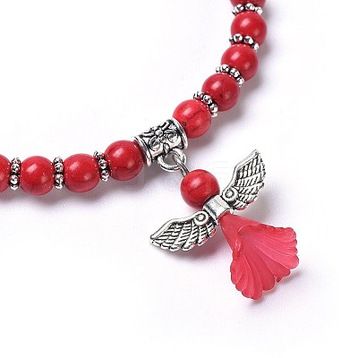 Dyed Synthetic Turquoise Beads Stretch Bracelets BJEW-JB04222-04-1