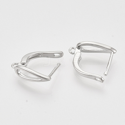Brass Hoop Earring Findings with Latch Back Closure KK-T048-020P-NF-1