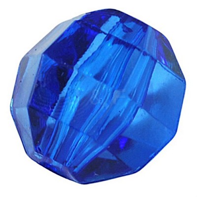 Faceted Round Blue Transparent Acrylic Beads X-PL990Y-4-1