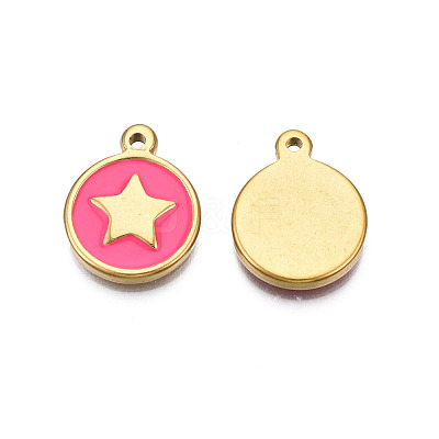304 Stainless Steel Enamel Pendants STAS-N092-148A-1