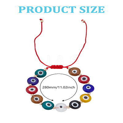 1Pc 10mm Colorful Glass Evil Eye Adjustable Braided Bead Bracelets for Women Men BJEW-LP0004-14-1
