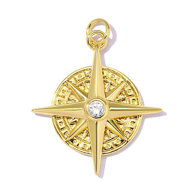 Brass Micro Pave Clear Cubic Zirconia Pendants CU-OY001-59G-1