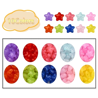 240Pcs 10 Colors Transparent Acrylic Beads MACR-YW0001-89-1