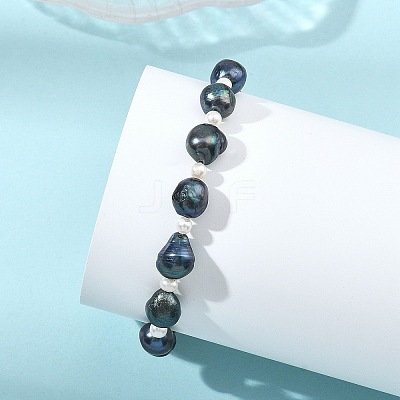 Potato Natural Cultured Freshwater Pearl Beads Stretch Bracelets for Women BJEW-JB13777-1