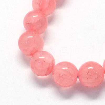 Natural Dyed Green Jade Gemstone Bead Strands G-R273-6mm-06-1