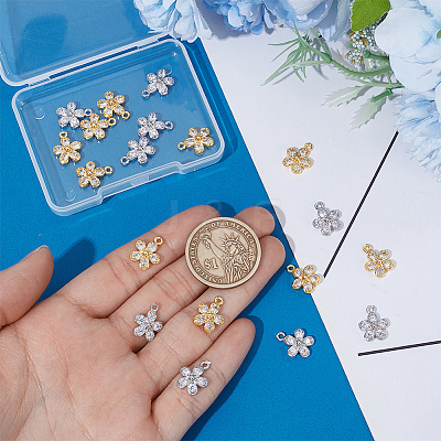 20Pcs 2 Colors Brass with Cubic Zirconia Charms KK-PH0012-42-1