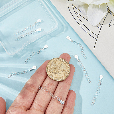 10Pcs 925 Sterling Silver Twisted Extender Chains STER-BBC0008-99-1