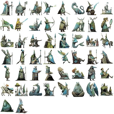 50Pcs Forest/Fairy Tale PET Cartoon Stickers STIC-T0001-09-1