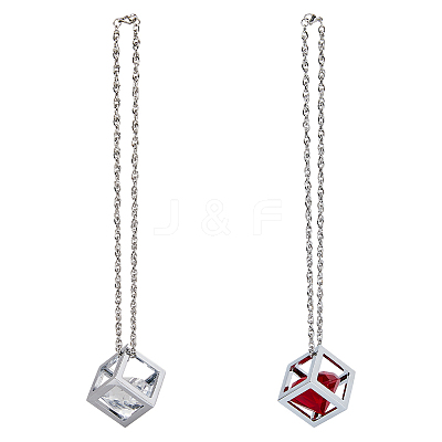 2 Sets 2 Colors Bling Diamond Cube Car Rear View Mirror Charms HJEW-DC0001-06-1