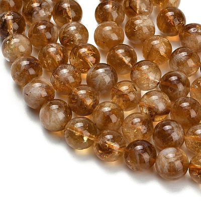 Heated Natural Citrine Beads Strands G-L642-B17-10mm-1