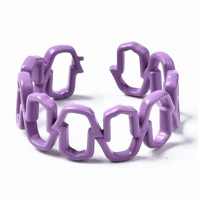 Spray Painted Brass Cuff Rings RJEW-S044-148-1