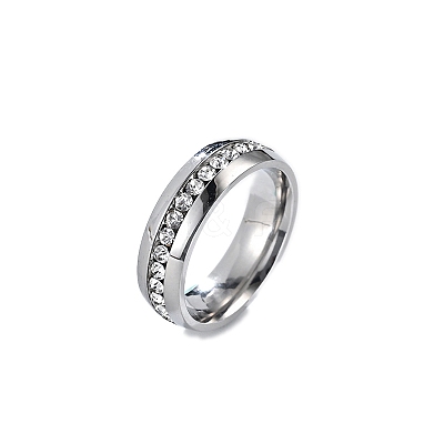 Stainless Steel Rhinestone Finger Rings PW-WG1A103-01-1