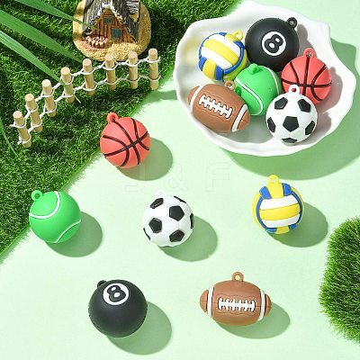 12Pcs 6 Styles PVC Opaque Plastic Pendants KY-CJ0002-15-1