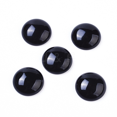 Natural Dyed & Heated Black Agate Cabochons G-L510-12C-03-1