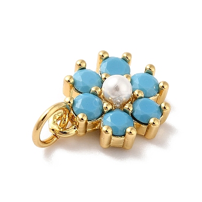 Rack Plating Brass Micro Pave Cubic Zirconia Charms KK-A160-22H-G-1