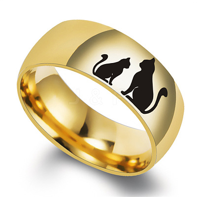 Cat Shape Pattern 201 Stainless Steel Finger Rings FS-WG30D97-16-1