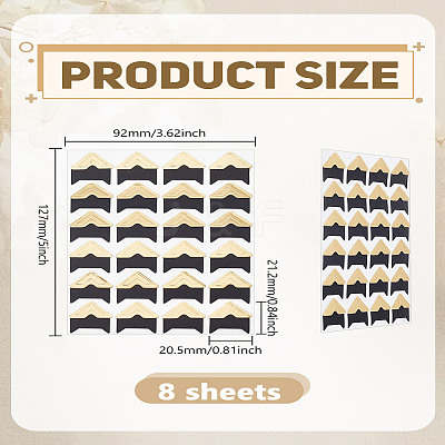 8Pcs Retro Hot Stamping Paper Photo Corner Self-Adhesive Stickers AJEW-LP0002-23-1