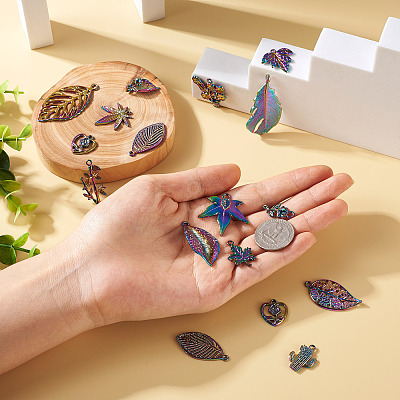 30Pcs 15 Style Rainbow Color Alloy Pendants FIND-BY0001-18-1